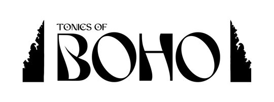 Tonics of Boho black logo with traditional design elements